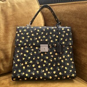 Michael Kors Collection FW18 black and yellow rose leather handbag